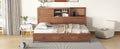 Full Size Wooden Daybed With 3 Storage Drawers, Upper Soft Board, Shelf, And A Set Of Sockets And Usb Ports, Brown Brown Solid Wood Mdf