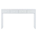 Modern Minimalist Console Table With Open Tabletop And Four Drawers With Metal Handles For Entry Way, Living Room And Dining Room White White Mdf