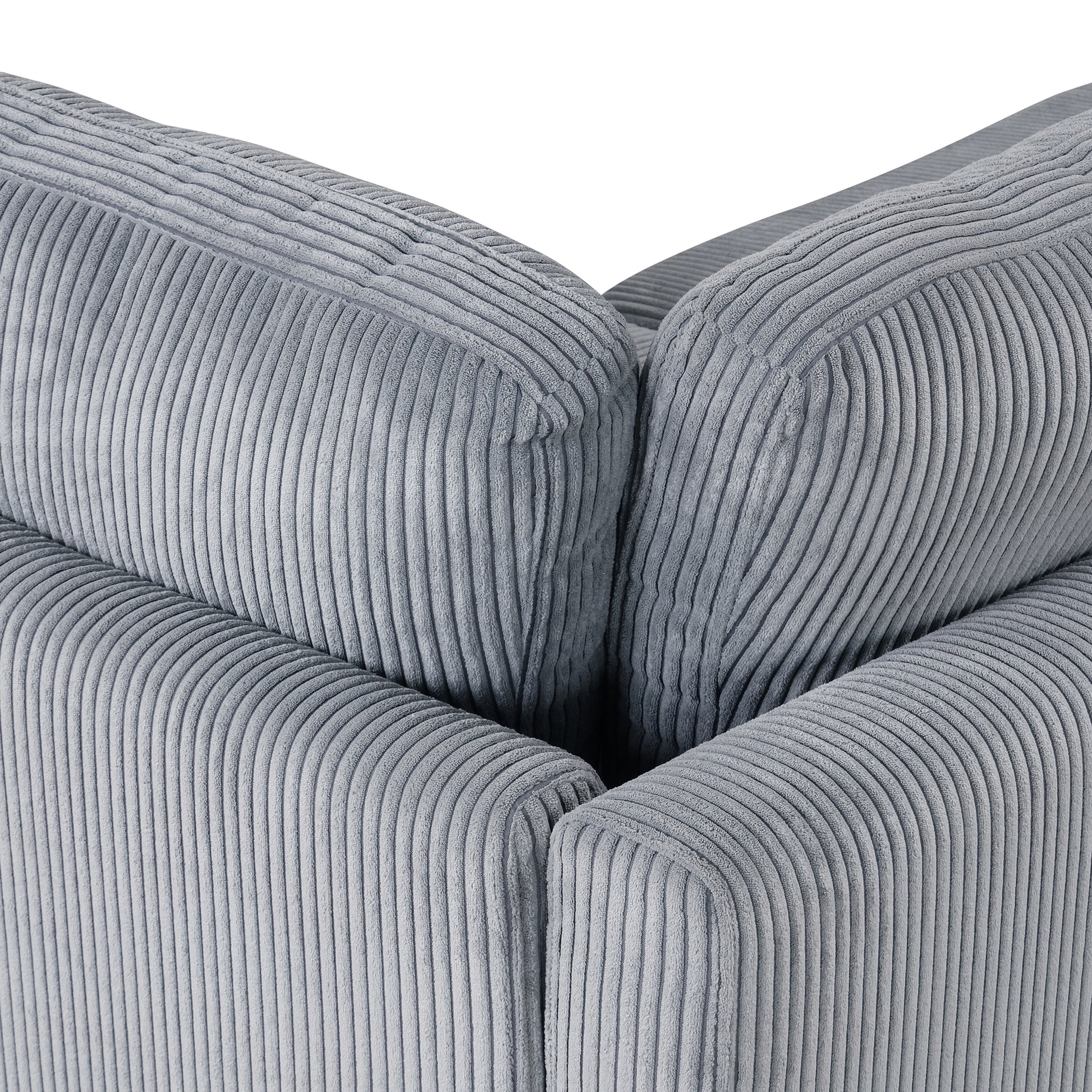 5 Pieces L Shaped Sofa With Removable Ottomans And Comfortable Waist Pillows Grey Polyester 5 Seat
