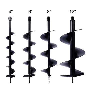 Auger Drill Bit For Planting Hole, Bulb Bedding Digging Post Hole Planting Tool For 3 4" Shaft Auger,Hole Digger Replacement Auger Bits Earth Auger Digging Bit 4 4In 6In 8In 12In Black Steel