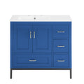 Bathroom Vanity Blue Solid Wood Mdf