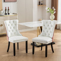 Nikki Collection Modern, High End Tufted Solid Wood Contemporary Pu And Velvet Upholstered Dining Chair With Wood Legs Trim 2 Pcs Set, White Pink, Sw2101Wp White Pink Dining Room American Design Foam Pu Leather