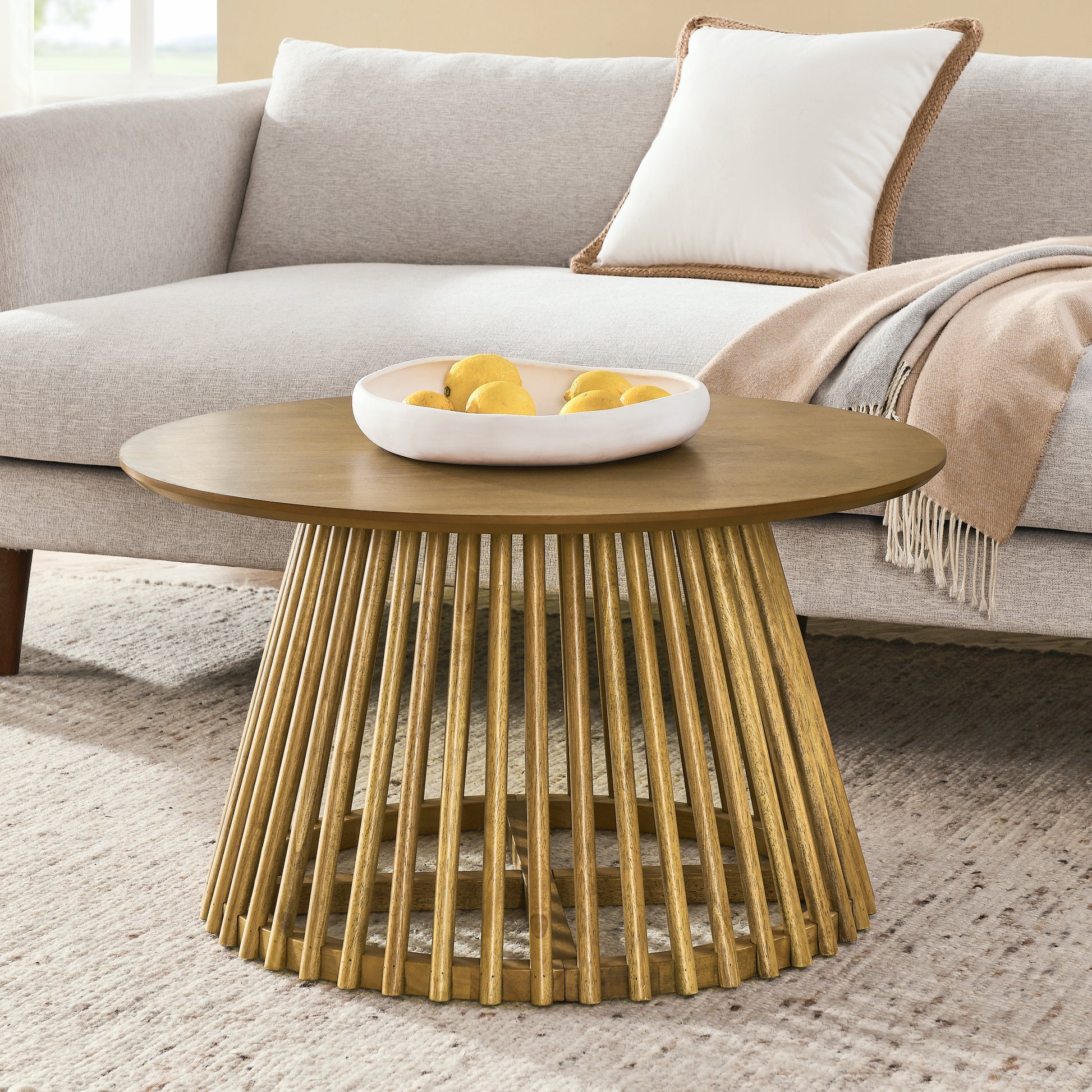 Modern Minimalist Coffee Table, Solid Wood Coffee Table, Nordic Style Coffee Table, Simple Design, Suitable For Both Home And Office. Brown Yellow Solid Wood Mdf