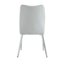 Four Light Gray Dining Chairs. A Medieval Modern Chair Made Of Pu Material With Soft Cushions And Silver Metal Legs. Suitable For Restaurants And Living Rooms Light Gray Pu