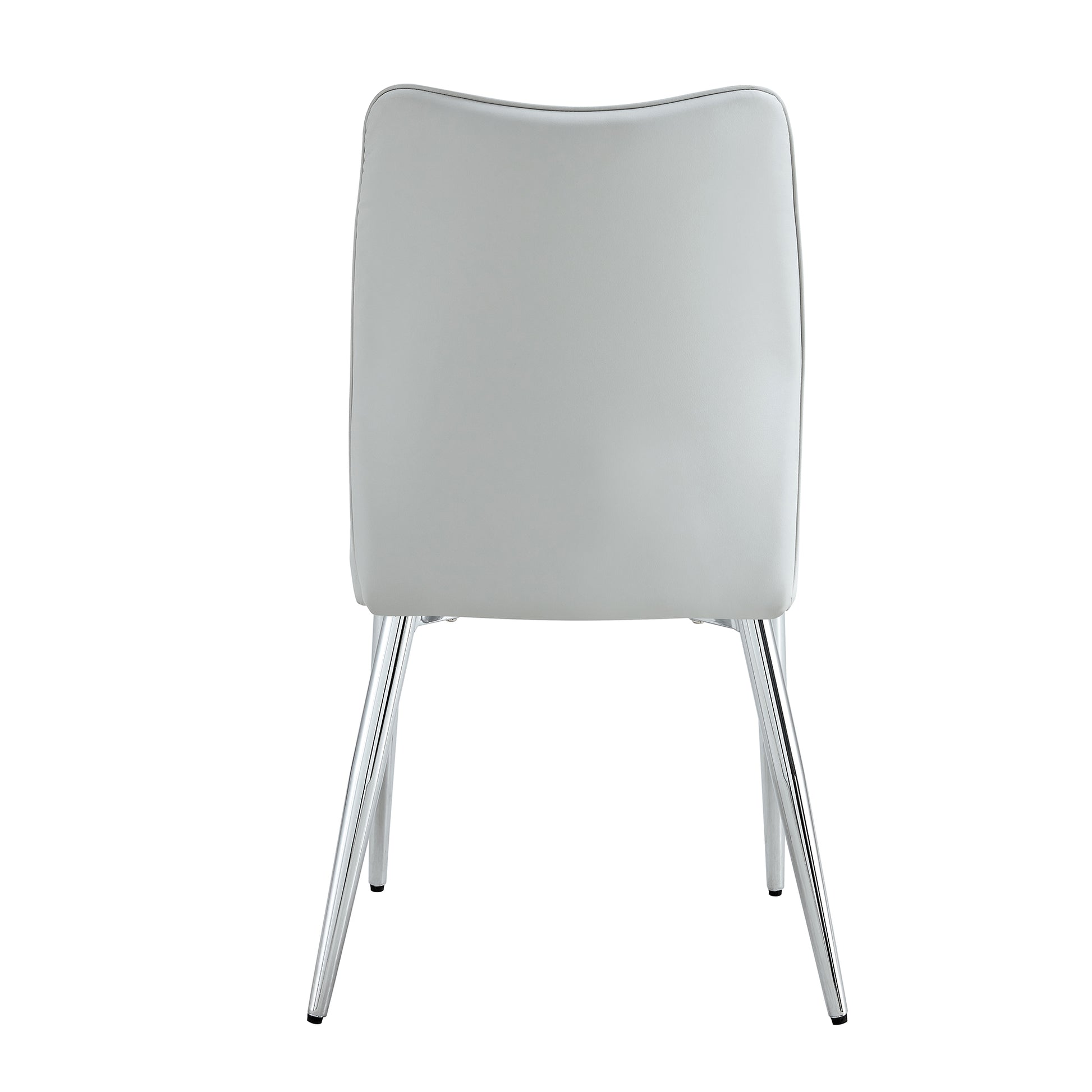 Four Light Gray Dining Chairs. A Medieval Modern Chair Made Of Pu Material With Soft Cushions And Silver Metal Legs. Suitable For Restaurants And Living Rooms Light Gray Pu
