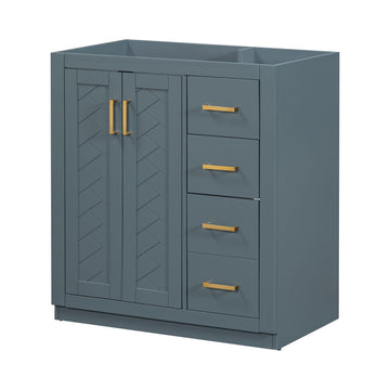 30'' Bathroom Vanity Without Sink,Solid Wood Frame Bathroom Storage Cabinet Only, Freestanding Vanity Set With 3 Drawers& Soft Closing Doors 2 Navy Blue 2 1 Adjustable Hinges Bathroom Freestanding Solid Wood Mdf Painted