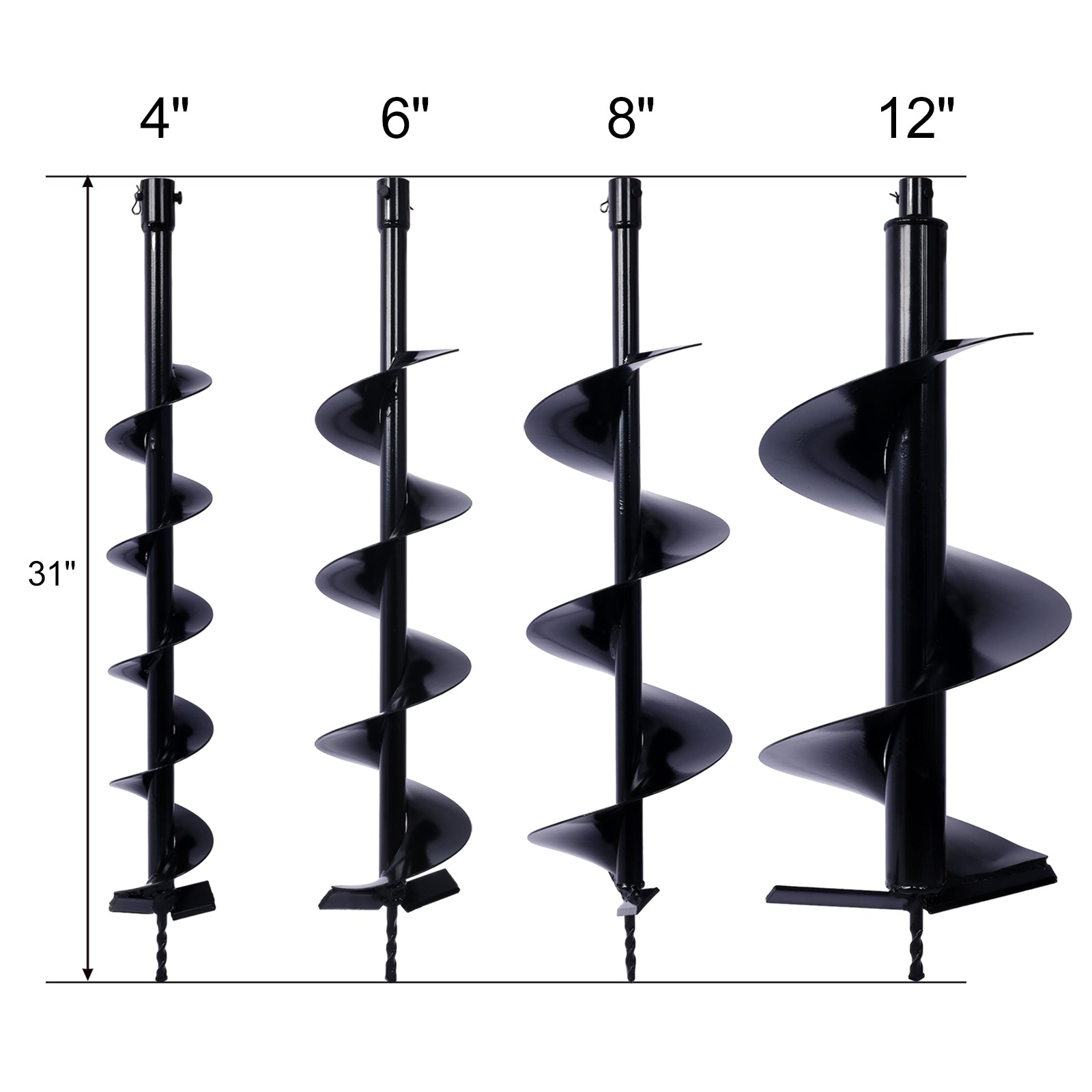 Auger Drill Bit For Planting Hole, Bulb Bedding Digging Post Hole Planting Tool For 3 4" Shaft Auger,Hole Digger Replacement Auger Bits Earth Auger Digging Bit 4 4In 6In 8In 12In Black Steel