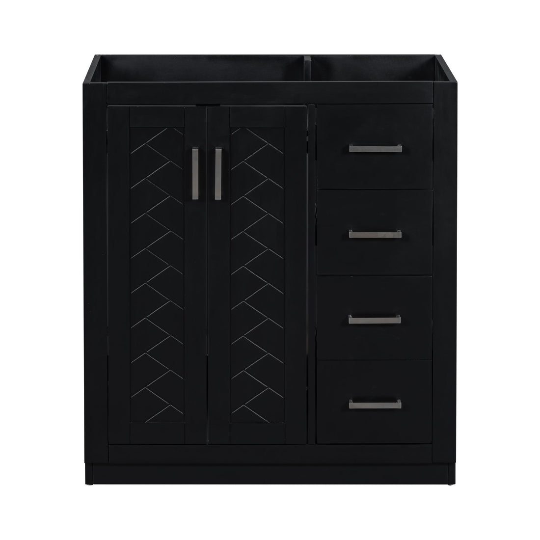 30'' Bathroom Vanity Without Sink,Solid Wood Frame Bathroom Storage Cabinet Only, Freestanding Vanity Set With 3 Drawers& Soft Closing Doors 2 Black 2 1 Adjustable Hinges Bathroom Freestanding Solid Wood Mdf Painted