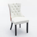 Nikki Collection Modern, High End Tufted Solid Wood Contemporary Pu And Velvet Upholstered Dining Chair With Wood Legs Trim 2 Pcs Set, White Pink, Sw2101Wp White Pink Dining Room American Design Foam Pu Leather