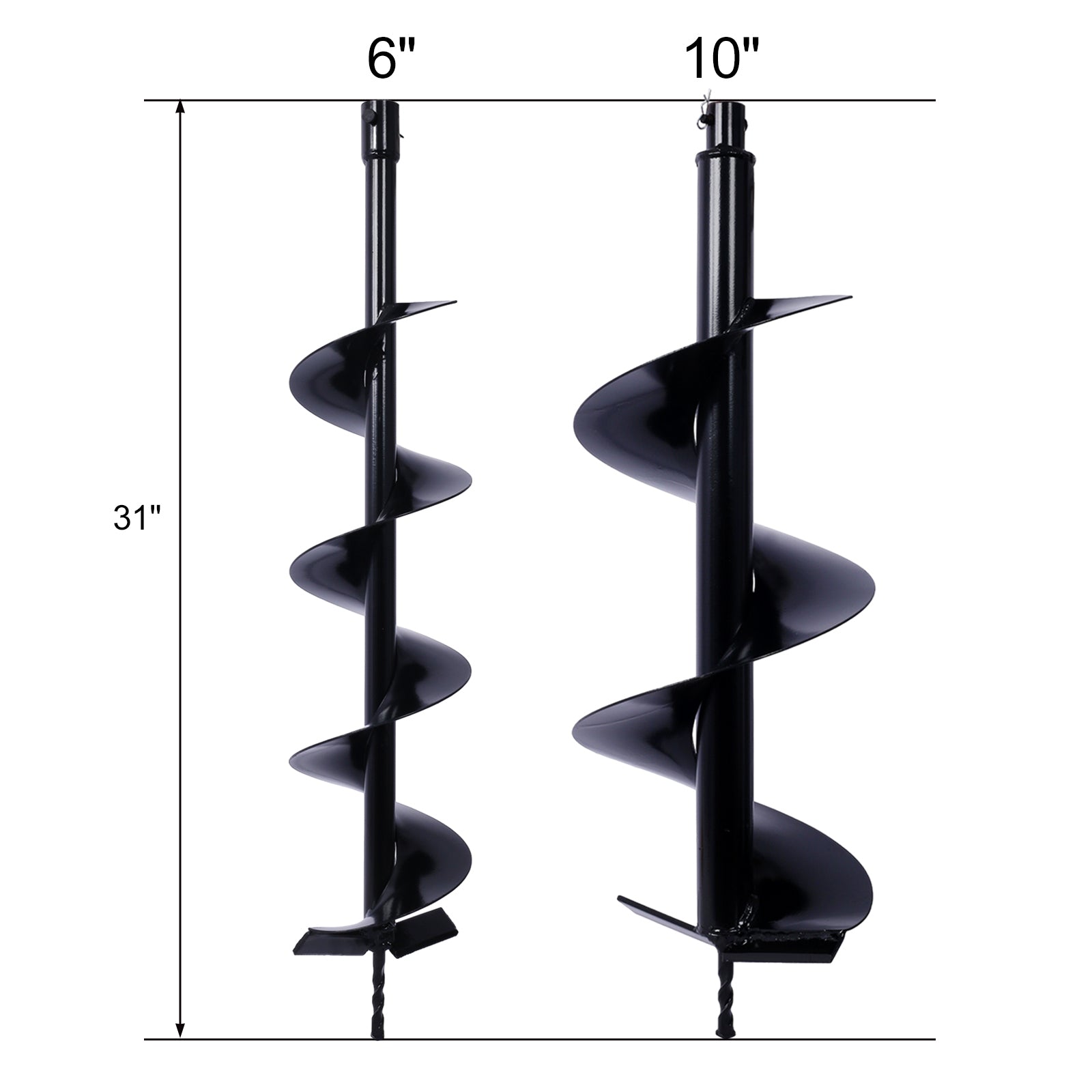 Auger Drill Bit For Planting Hole, Bulb Bedding Digging Post Hole Planting Tool For 3 4" Shaft Auger,Hole Digger Replacement Auger Bits Earth Auger Digging Bit 6In 10In Black Steel