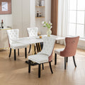 Nikki Collection Modern, High End Tufted Solid Wood Contemporary Pu And Velvet Upholstered Dining Chair With Wood Legs Trim 2 Pcs Set, White Pink, Sw2101Wp White Pink Dining Room American Design Foam Pu Leather
