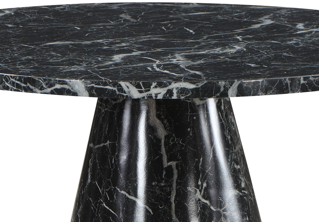 Hollis Dining Table, Engineering Stone Finish Dn02155 Black Mdf