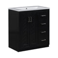 30'' Bathroom Vanity With Resin Sink Combo,Solid Wood Frame Bathroom Storage Cabinet, Freestanding Vanity Set With 3 Drawers& Soft Closing Doors Same As Sw000120Aab Black Bathroom Solid Wood Mdf
