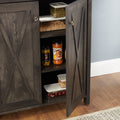 Coffee Bar Cabinet Kitchen Cabinet With Microwave Stand Metal Frame Side Home Source Bar Cabinet Cabinet And Hollow Out Barn Design Wood Cabinet L26.77''*W15.75''*H67.32'' Charcoal Gray Charcoal Grey Cabinets Included Mdf