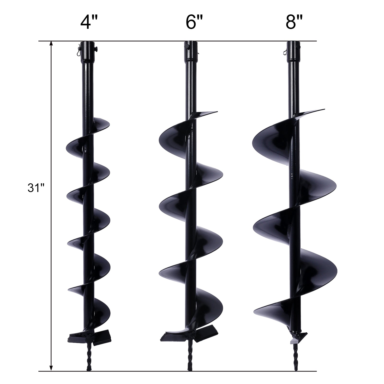 Auger Drill Bit For Planting Hole, Bulb Bedding Digging Post Hole Planting Tool For 3 4" Shaft Auger,Hole Digger Replacement Auger Bits Earth Auger Digging Bit 4In 6In 8In Black Steel