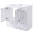 Video 36 Inch Shaker Style Free Standing Bathroom Vanity Cabinet With Sink, 4 Soft Close Drawers And 2 Soft Close Doors White Mdf