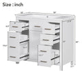 36 Inch Modern Bathroom Vanity Cabinet With Multifunctional Storage Space 5 Drawers And 1 Door White Solid Wood Mdf Resin