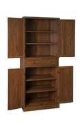 4 Door Cabinet With 1 Drawer, With 4 Adjustable Inner Shelves, Storage Cabinet Walnut Particle Board