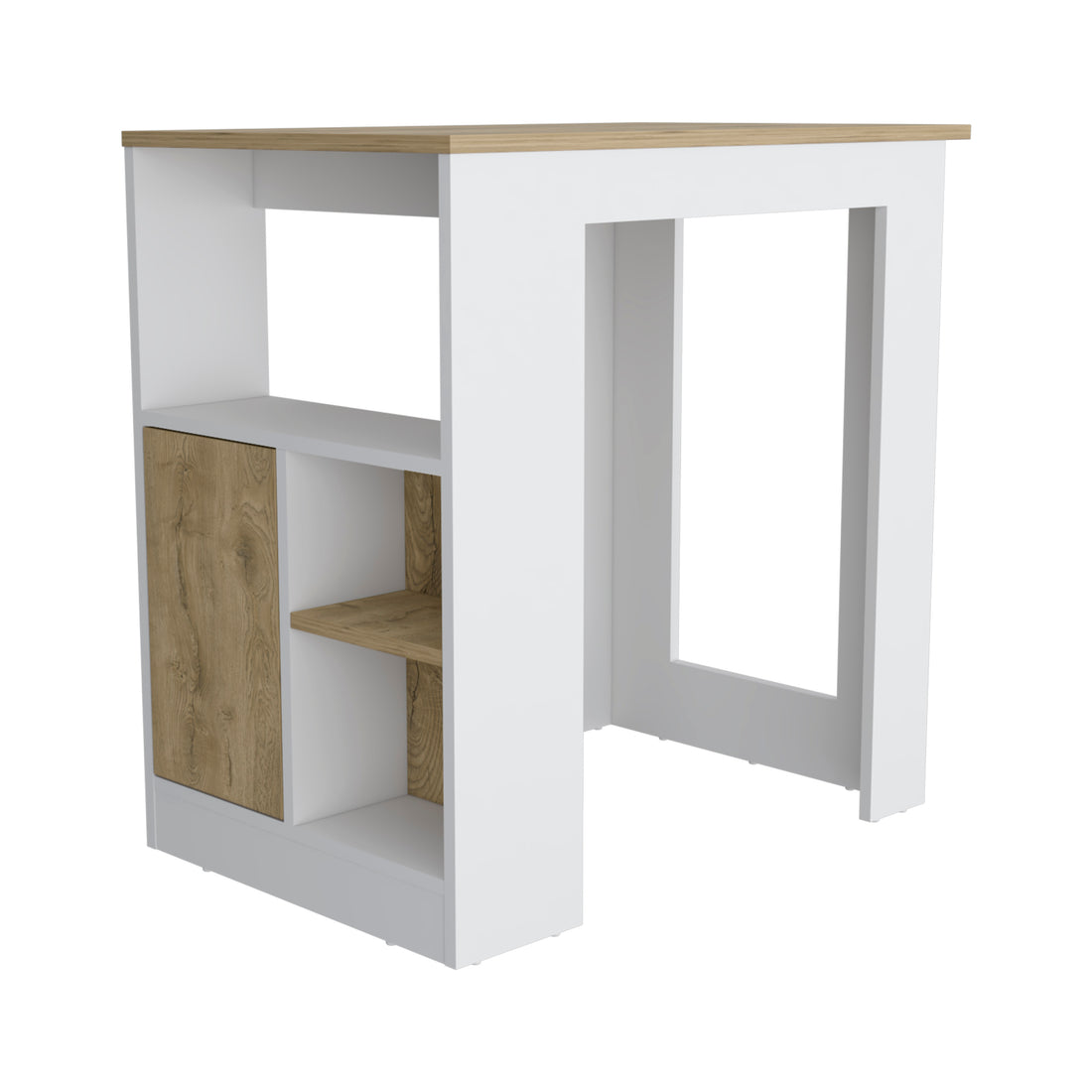 Kitchen Island 36" H, Three Open Side Storage Shelves And One Push To Open Cabinet, White Macadamia Multicolor Kitchen Modern Pine Particle Board Particle Board