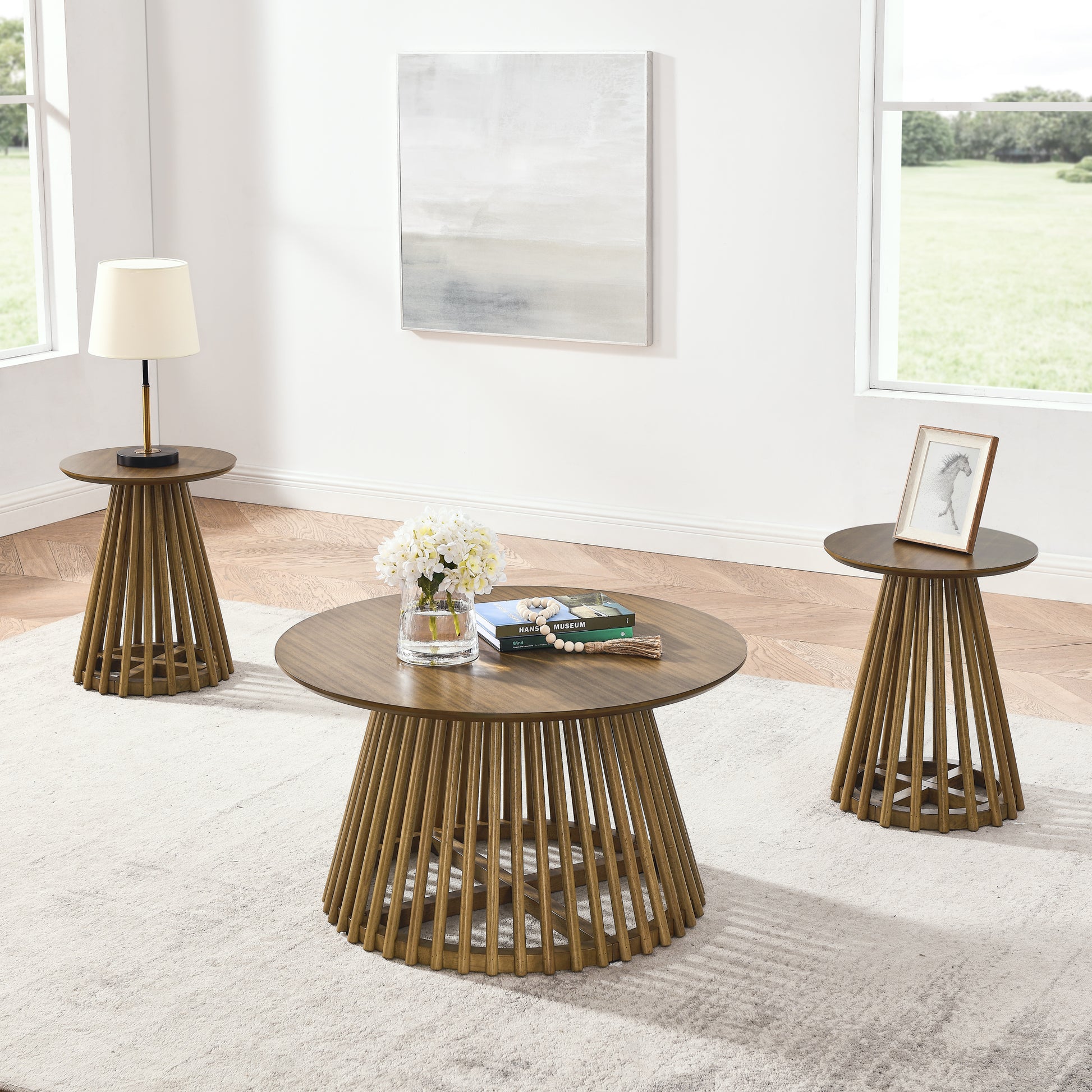 Modern Minimalist Coffee Table, Solid Wood Coffee Table, Nordic Style Coffee Table, Simple Design, Suitable For Both Home And Office. Walnut Brown Solid Wood Mdf