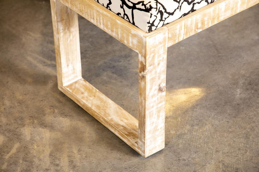 Black And White Sled Leg Accent Bench White Wood Primary Living Space Backless Black Farmhouse,Rustic Armless Foam Wood Fabric