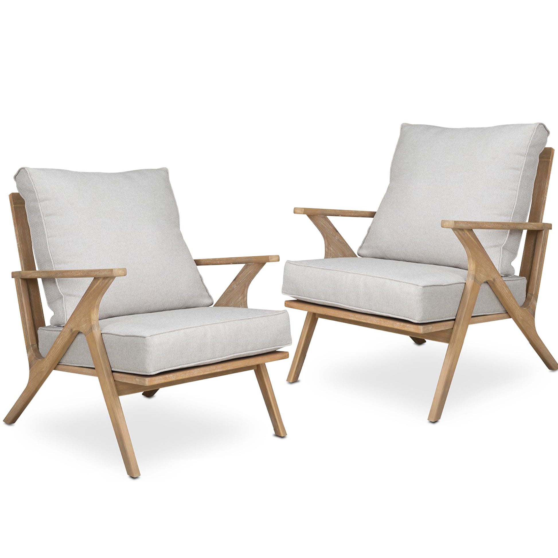 2 Pieces Patio Furniture Chairs, Set Of 2 Outdoor Acacia Wood Sofa Set With Soft Seat For Garden, Backyard, Poolside, Bistro And Deck Grey Brown Garden & Outdoor Modern Acacia Wood