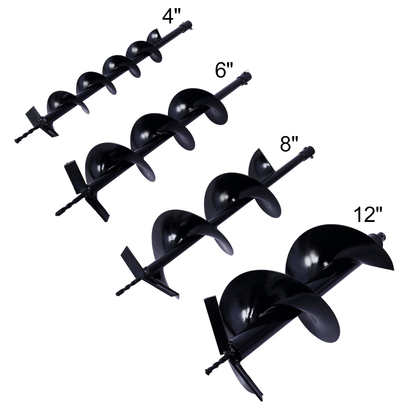 Auger Drill Bit For Planting Hole, Bulb Bedding Digging Post Hole Planting Tool For 3 4" Shaft Auger,Hole Digger Replacement Auger Bits Earth Auger Digging Bit 4 4In 6In 8In 12In Black Steel