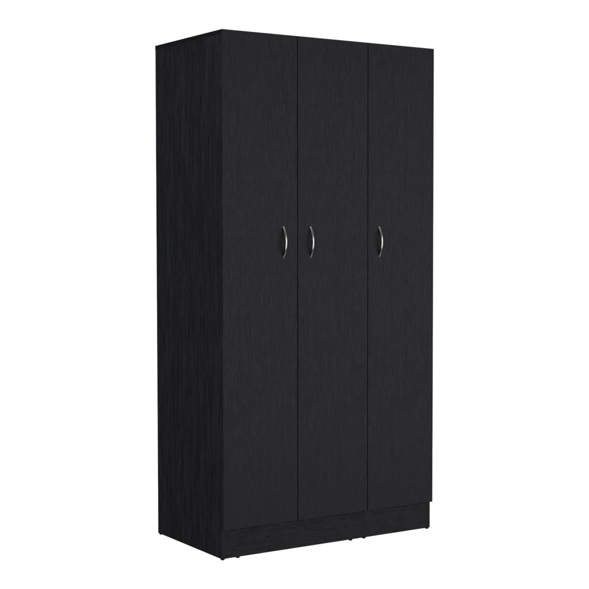 Wardrobe Armoire 71"H With 3 Doors And 2 Inner Drawers, 3 Doors, Black Black Bedroom Modern Pine Particle Board Particle Board