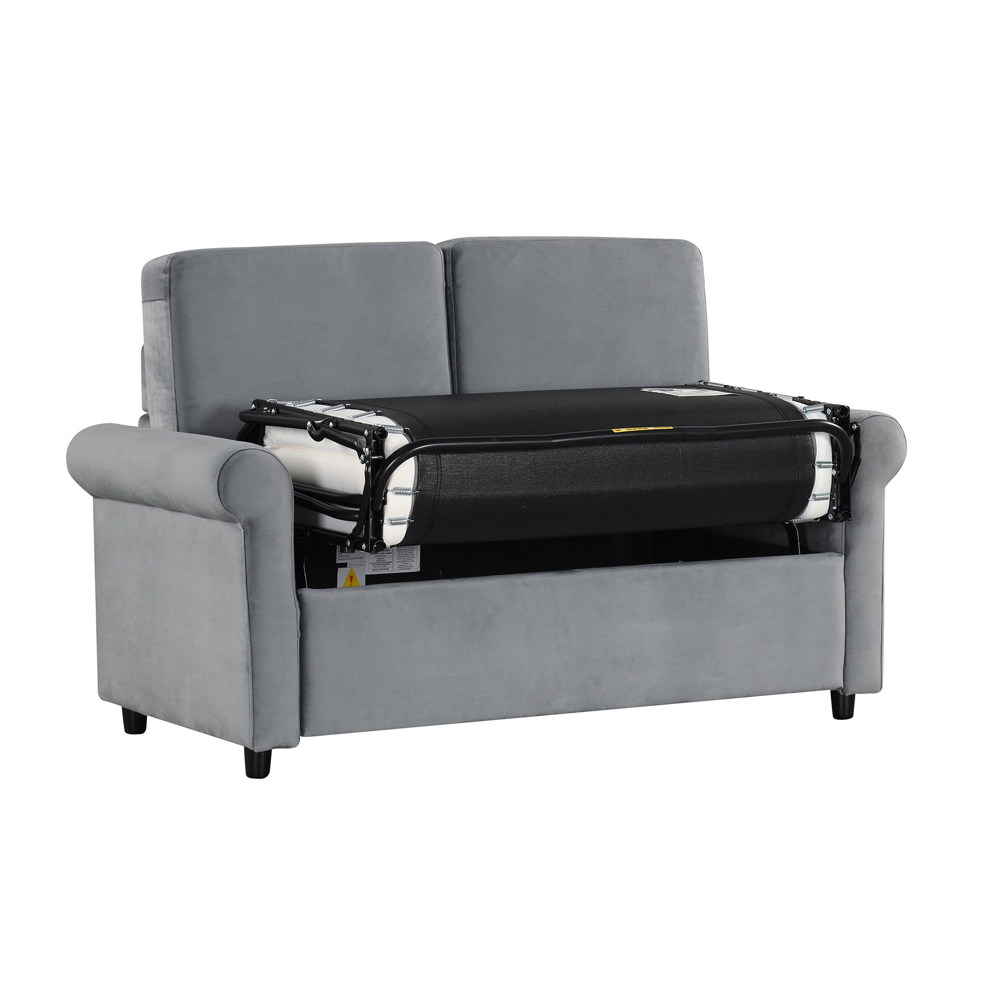 57.4" Pull Out Sofa Bed,Sleeper Sofa Bed With Premium Twin Size Mattress Pad,2 In 1 Pull Out Couch Bed With Two Usb Ports For Living Room,Small Apartment, Gray Old Sku:Wf296899 Gray Foam Velvet