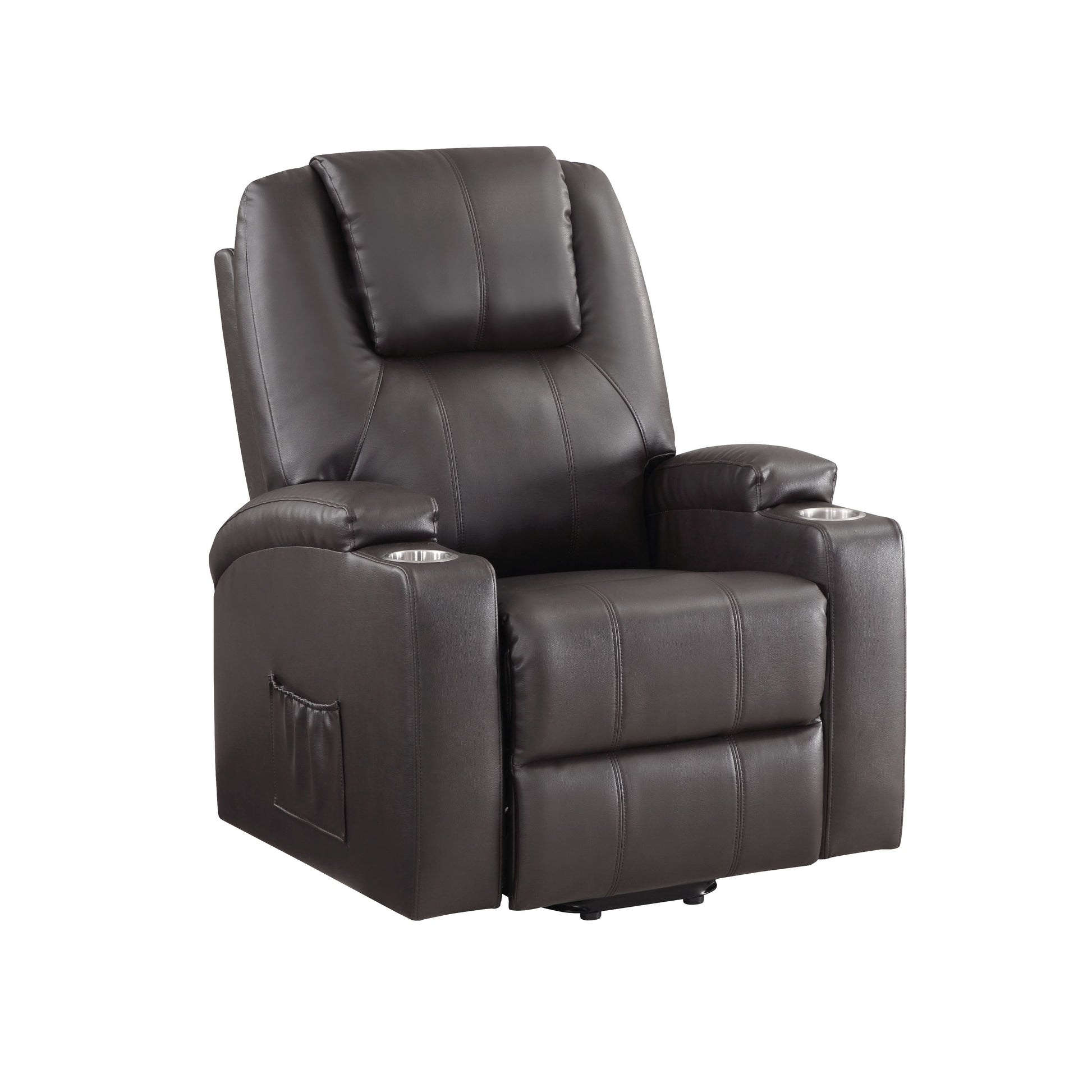 Evander Recliner W Power Lift, Brown Leather Aire Lv02181 Brown Leather