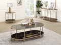 Fiorella End Table, Glass, Black Marble Paint & Gold Finish Lv02223 Gold Metal