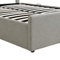 Full Size Sleigh Bed With Side Tilt Hydraulic Storage System, Linen Upholstery, Gray Gray Linen