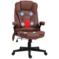 Homcom 6 Point Vibrating Massage Office Chair With Heat, Microfiber High Back Executive Office Chair With Reclining Backrest, Padded Armrests And Remote, Red Red Polyester