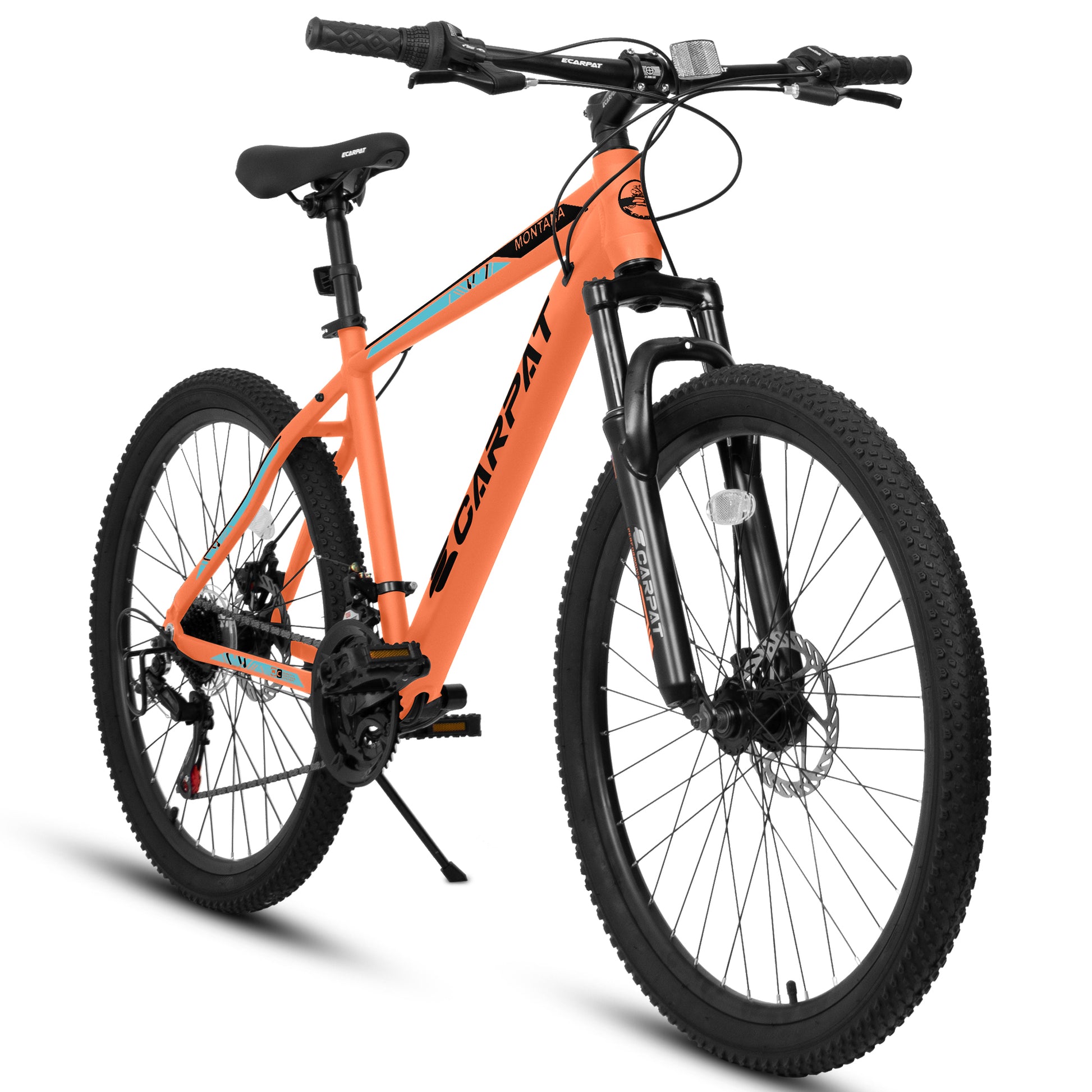 A26322 26 Inch Mountain Bike Adult Aluminum Frame Shock Absorbing Front Fork Bike 21 Speed Disc Brake Mountain Bike Orange Aluminium