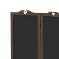 Homcom 4 Panel Folding Room Divider With Blackboard, 5.5 Ft Tall Freestanding Privacy Screen Panels For Bedroom Or Office, Walnut Brown Natural Wood