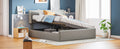 Queen Size Sleigh Bed With Side Tilt Hydraulic Storage System, Linen Upholstery, Gray Gray Linen