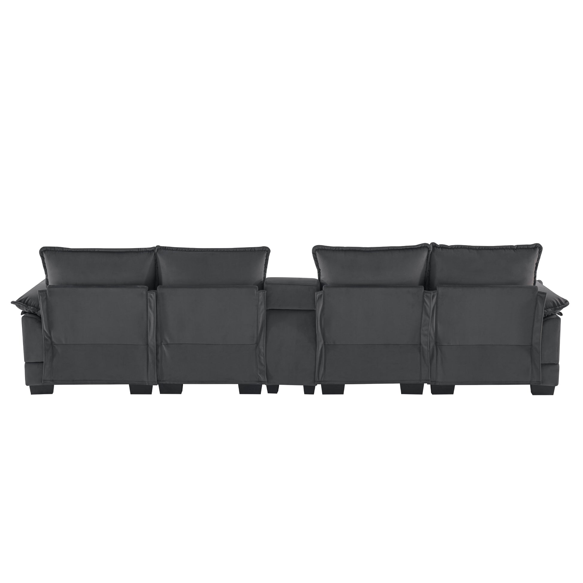 123*55" Modern U Shaped Sofa With Console,Cupholders And Usb Ports,6 Seat Upholstered Symmetrical Indoor Furniture,Sleeper Couch Set With Chaise For Living Room,Apartment,2 Colors Gray Velvet 6 Seat