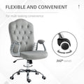 Vinsetto Home Office Chair, Velvet Computer Chair, Button Tufted Desk Chair With Swivel Wheels, Adjustable Height, And Tilt Function, Light Gray Gray Polyester