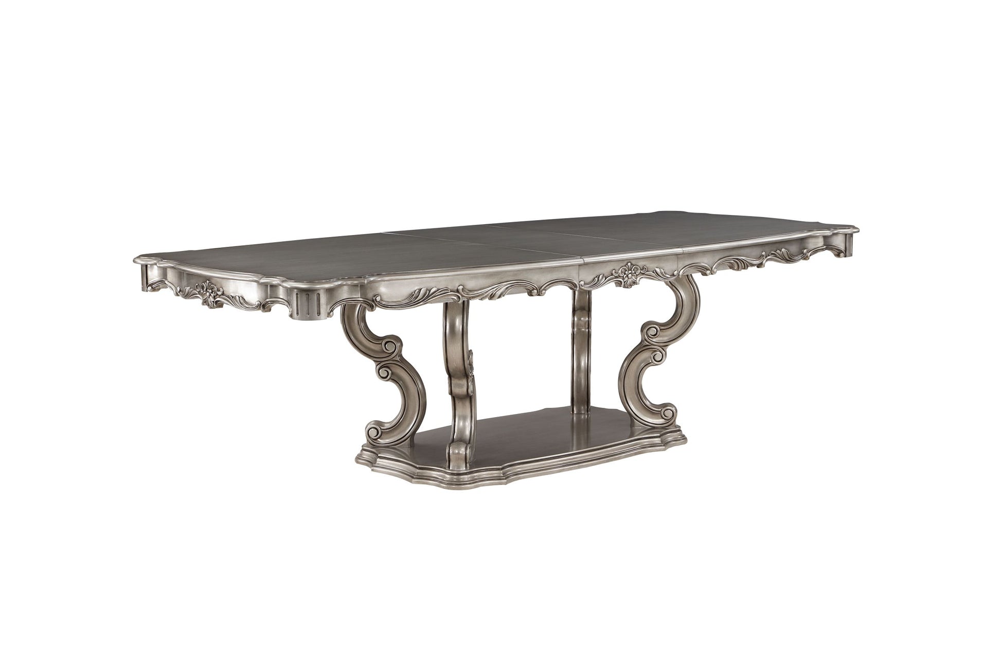 Ariadne Dining Table, Antique Plantinum Finish Dn02281 Light Gray Plywood
