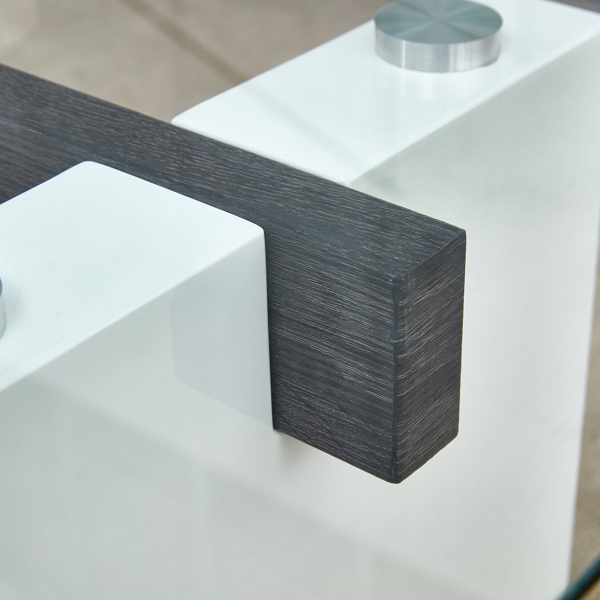 Modern Minimalist Transparent Tempered Glass Coffee Tablepaired With White Mdf Decorative Columns. Computer Desk. Game Table. Ct 1546 Transparent Glass