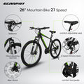 A26322 26 Inch Mountain Bike Adult Aluminum Frame Shock Absorbing Front Fork Bike 21 Speed Disc Brake Mountain Bike Green Aluminium