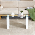 Modern Minimalist Transparent Tempered Glass Coffee Tablepaired With White Mdf Decorative Columns. Computer Desk. Game Table. Ct 1546 Transparent Glass