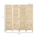Homcom 4 Panel Pegboard Display Room Divider, 4.7' Tall Wood Indoor Portable Folding Privacy Screen, Partition Wall Divider For Home Office, Natural Natural Wood