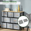 Homcom 8 Drawer Dresser, 3 Tier Fabric Chest Of Drawers, Storage Tower Organizer Unit With Steel Frame For Bedroom, Hallway, Light Grey Gray Engineered Wood