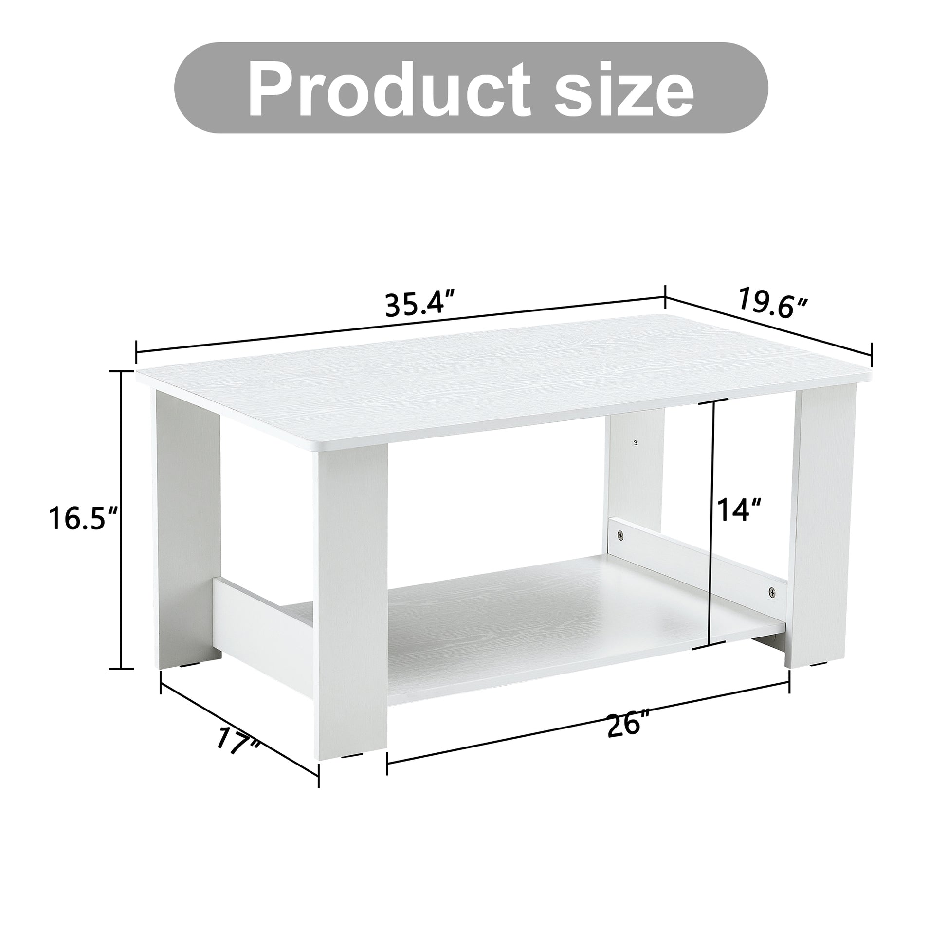 A Modern And Minimalist White Double Layered Rectangular Coffee Table And Coffee Table. Mdf Material Is More Durable And Suitable For Living Rooms, Bedrooms, And Study Rooms. 19.6 "*35.4"*16.5 "Ct