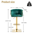 Coolmore Vintage Bar Stools With Back And Footrest Counter Height Dining Chairs 2Pc Set Emerald Metal