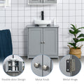 Kleankin Pedestal Sink Storage Cabinet, Vanity Base Cabinet, Under Sink Bathroom Cabinet With U Shape Cut Out And Adjustable Internal Shelf, Gray Gray Mdf