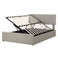 Full Size Sleigh Bed With Side Tilt Hydraulic Storage System, Linen Upholstery, Gray Gray Linen