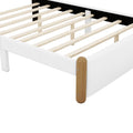 Full Size Upholstered Platform Bed With Wood Supporting Feet, White Box Spring Not Required Full White Bedroom Bed Frame Upholstered