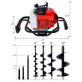 2.7Hp Post Hole Digger 63Cc Gas Powered 2 Stroke Auger Digging Drill Shaft Size 3 4